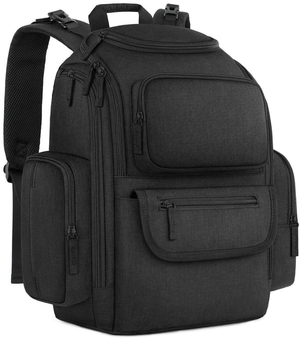 Diaper Bag Backpack, Multifunctional Dad Diaper Bag with 2 Side Insulated Pockets, Travel Water Resistant Baby Diaper Backpack for Men Women with Stroller Straps, Black