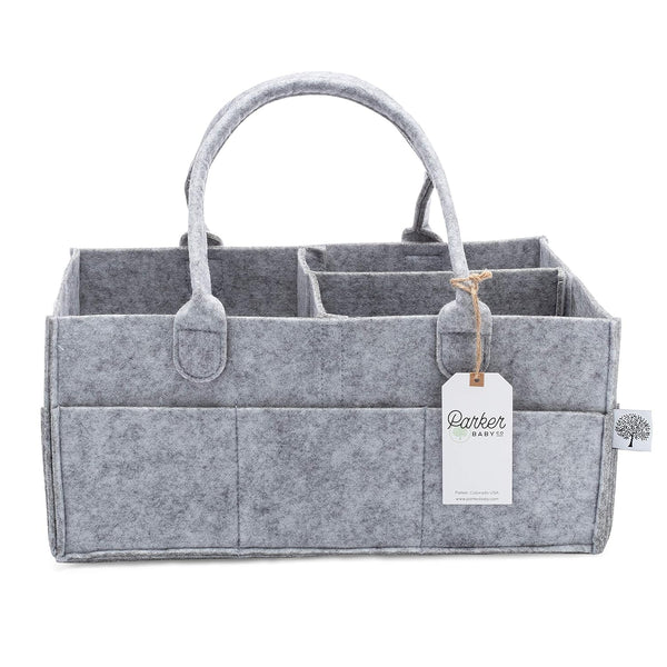 Diaper Caddy - Nursery Storage Bin and Car Organizer for Diapers and Baby Wipes - Gray, Large