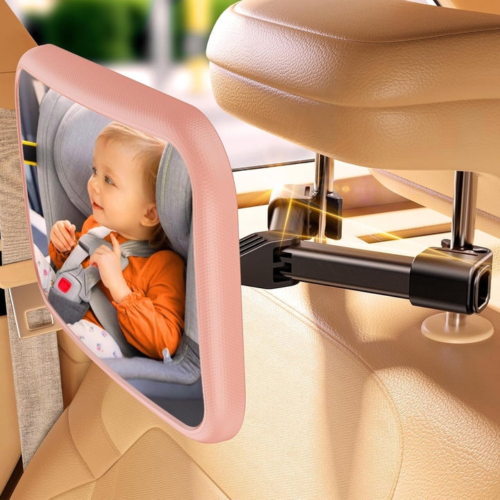 Baby Car Mirror for Baby Hook Clip Design Never Shake Baby Mirror for Car Seat Mirror Rear Facing Newborn Essentials Easy Install Back Seat Mirrors for Car Clear View Shatterproof Crash Tested