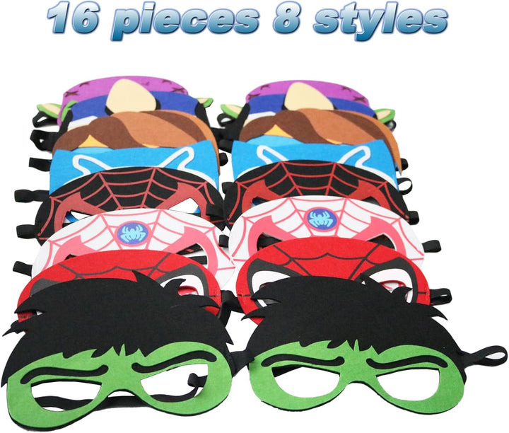 Masks Party Favors for Kids, 16 Packs Supplies for Kids Dress up Birthday Gift Halloween Cosplay Party Masks Supplies