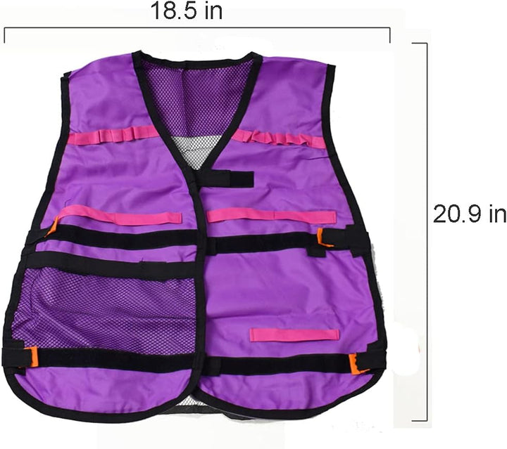 Kids Tactical Vest Kit for Nerf Guns Tactical Jacket Kit for N-Strike Elite Series with 50 Refill Darts Bullets Reload Clips Wrist Band Protective Glasses and Face Tube Mask for Girls Boys