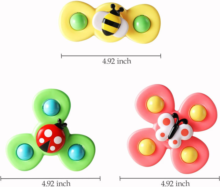 3PCS Suction Cup Spinner Toys for 1 Year Old Boy Girl|Spinning Top Baby Toys 12 18 Months|1 2 Year Old Boy Birthday Gift|Baby Bath Toy for Kids Ages 1-3|Sensory Toy for Toddlers 1-3