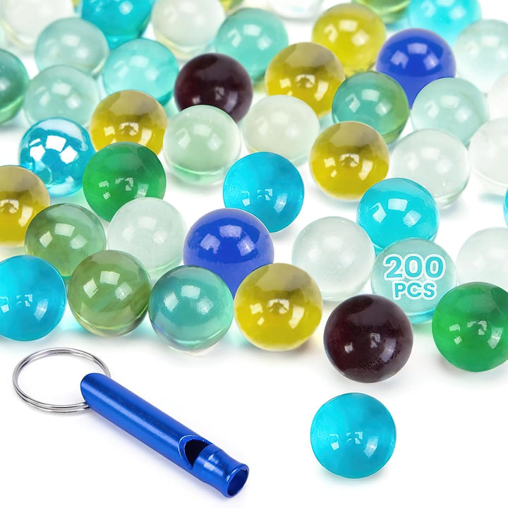 50 PCS Beautiful Player Marbles Bulk for Marble Games, Multiple Colors(1 Whistle)