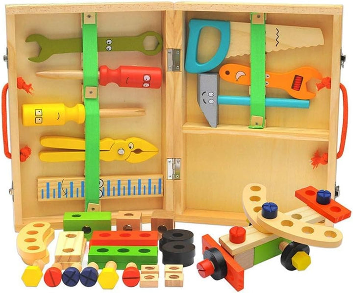 Tool Kit for Kids, 36-Piece Wooden Toddler Tools Set Includes Tool Box, Montessori Educational Stem Construction Toys for 2 3 4 5 6 Year Old Boys Girls, Best Birthday Gift for Kids