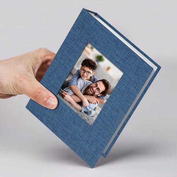 Small Photo Album 4X6 Slip-In Picture Album 50 Pages Holds 100 Photos, Portable Photo Book 4X6 for Wedding Family Baby Travel Blue