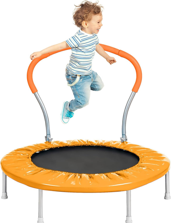 36 Inch Kids Trampoline: Mini Trampoline with Handle Indoor Outdoor Use, Toddler Small Fitness Rebounder