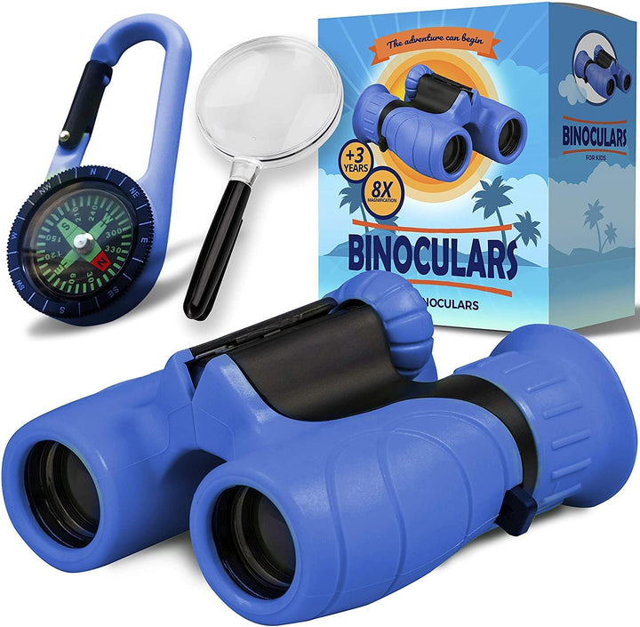 Binoculars for Kids, Set with Magnifying Glass & Compass Purple - Perfect Toy for Little Boys and Girls, Kids Binoculars for 3-12 Years Boys and Girls Present for Toddler