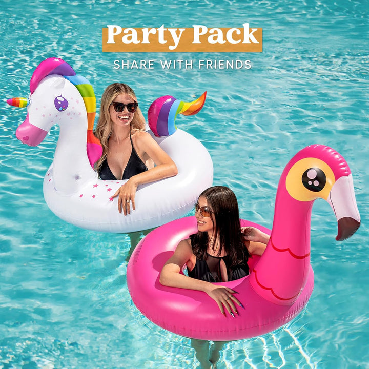2-Pack Flamingo Unicorn Pool Float - Fun Floaties Inflatable Swimming Pool Tubes Toys Party Decorations, Summer Vacation Lake Beach Floaty Swim Rings Raft Lounger for Adults & Kids