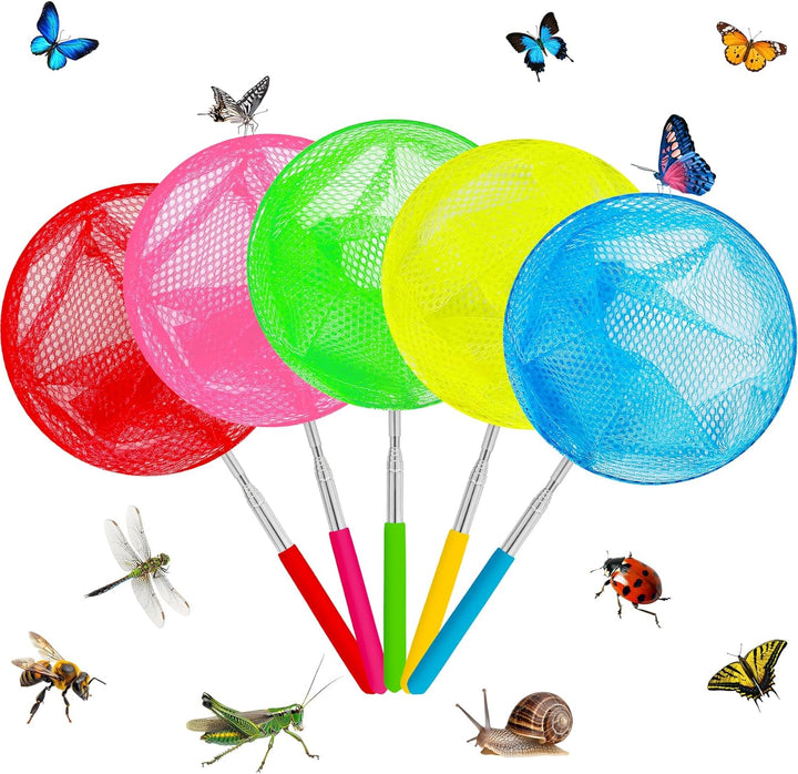 Kids Telescopic Butterfly Fishing Nets for Kids Catching Insect Net Outdoor Tools for Catching Bugs Fish Insect Ladybird, Extendable 34 Inches and anti Slip Grip