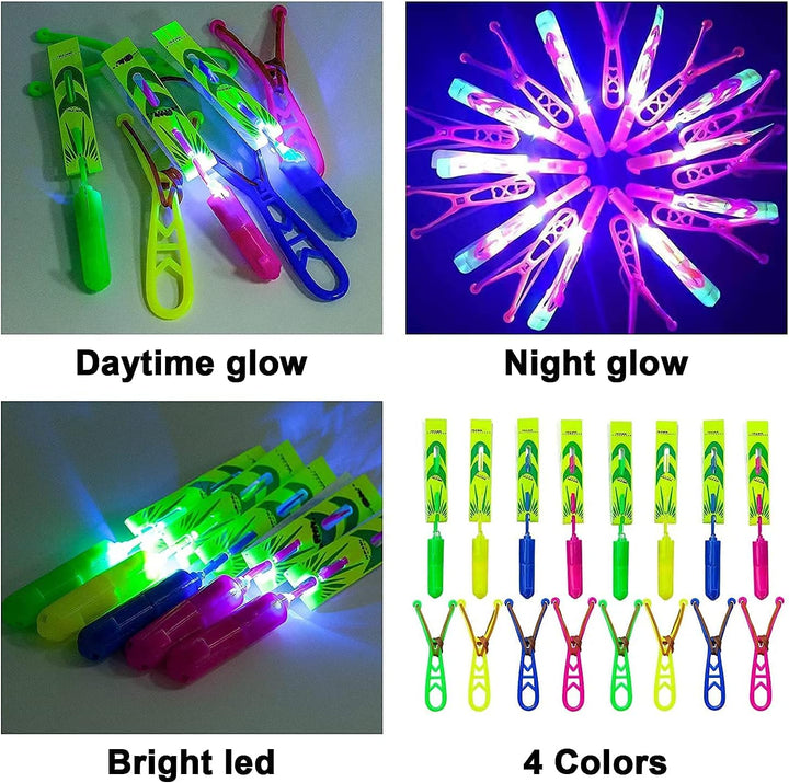 s Slingshot LED Light up Helicopters, 6 Copters and 3 Launchers - as Seen on TV for Unisex Children