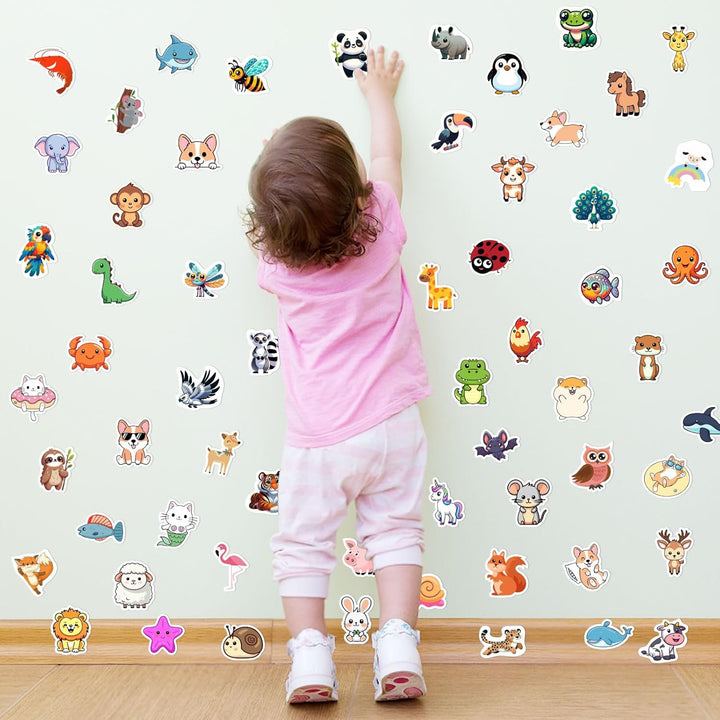 100 PCS Water Bottle Stickers for Kids,Waterproof Vinyl Animal Stickers for Kids,Skateboard,Laptop Stickers for Girls Boys Classroom Prizes