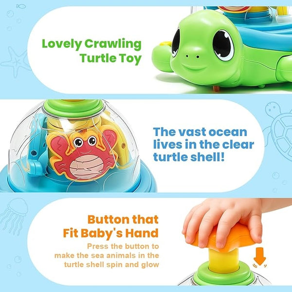 Crawling Crab Baby Toy Fantastic Creatures Toys Infant Sensory Tummy Time Toys 3 4 5 6 7 8 9 10 11 12 Babies Boy Girl Learning Crawl 3-6 6-12 Walking Toddler Gifts for 36 Months Old (Green)