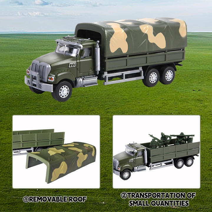 Military Vehicle Set Assorted Army Model Car Helicopter Submarine Tank Armored Car Panzer Transport Truck with Army Men Action Figures Soldiers Die Cast Alloy Metal Pull Back Toys for Kids