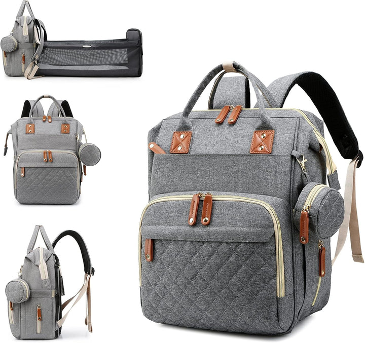 Diaper Bag with Changing Station, Waterproof 3 in 1 Baby Diaper Backpack with Foldable Changing Pad, Large Travel Back Pack for Baby Girl Boy, Peach Pink