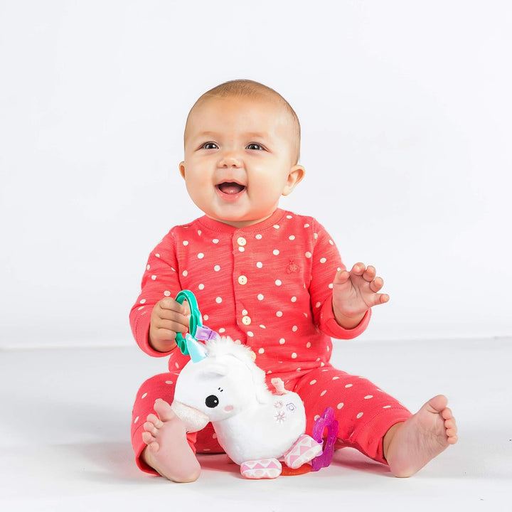 Unicorn Sparkle & Shine Plush Take-Along Stroller or Carrier Toy, Ages 0 Month+, Pink