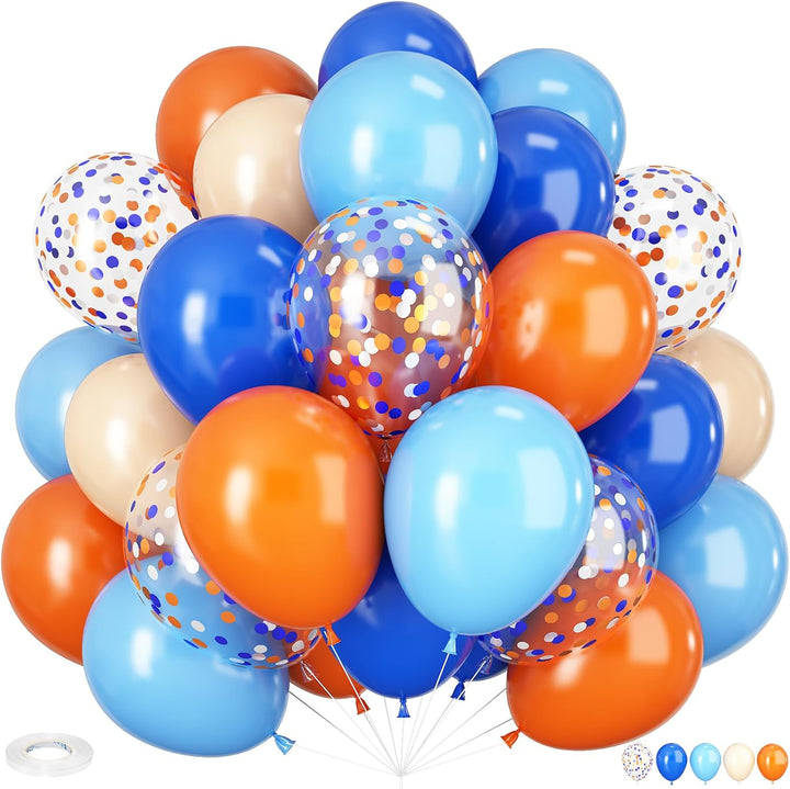 Dusty Blue and Gold Balloons, 60 PCS 12 Inch Slate Fog Pastel Baby Blue Sand White and Gold Balloons for Baby Boy Shower Bridal Shower Birthday Wedding Party Decorations