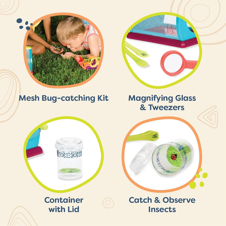 – Bug Bungalow Insect Catching Kit with Mesh Case, Magnifying Container, Tweezers & Magnifier – Educational Outdoor Toys for Toddlers – Nature Exploration Set for 3+ Years
