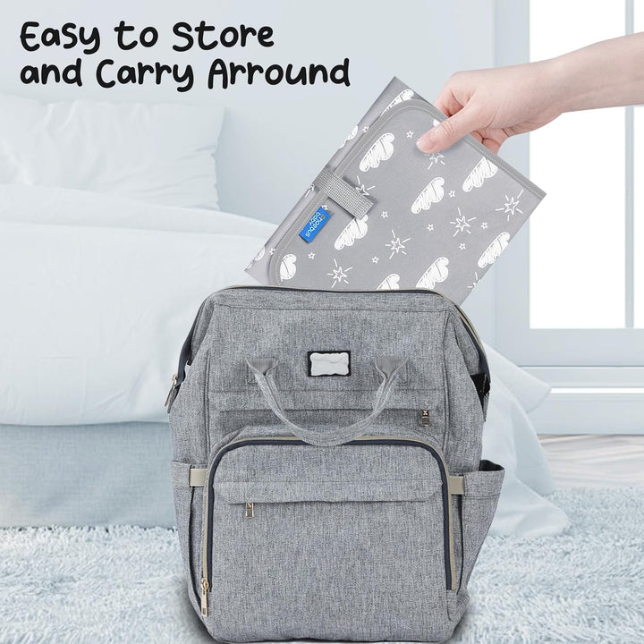 Baby Portable Changing Pad Travel - Waterproof Compact Diaper Changing Mat with Built-In Pillow - Lightweight & Foldable Changing Station, Newborn Shower Gifts