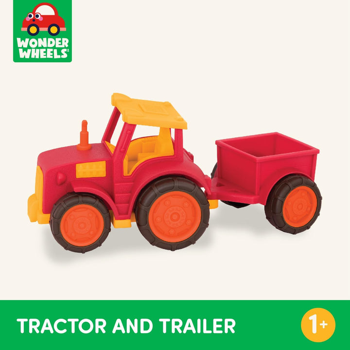 – Wonder Wheels – Red Toy Tractor and Trailer – Farm Toys for Kids, Toddlers – Pretend Play – Recyclable Materials – 1 Year +