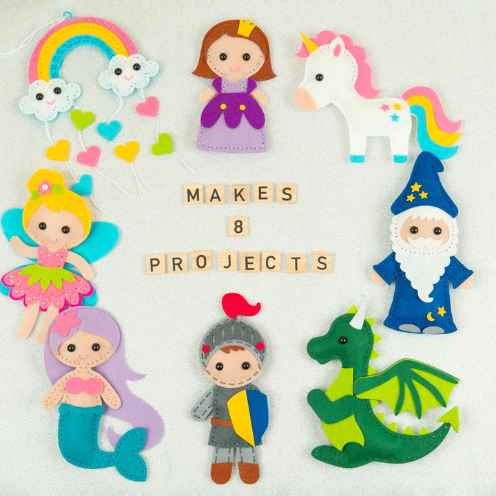 Sewing Kit for Kids, Fun and Educational Fairytale Craft Set for Boys and Girls Age 7-12, Sew Your Own Felt Animals Craft Kit for Beginners, 165 Piece Set