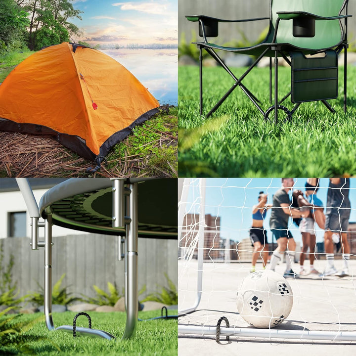 ® Ultra Strong Trampoline Stakes Anchors High Wind, Ground Anchors Heavy Duty, Trampoline Tie down Anchor Kit, Ground Stakes Galvanized Steel, Trampoline Accessories, U Shaped (8 Pack, Black)