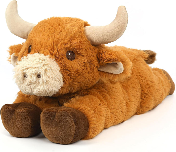 Highland Cow Stuffed Animals, Microwavable Stuffed Animals Heating Pad for Cramps, Pain Stress Relief, Heatable & Coolable Lavender Scented Cow Plush Toy for Anxiety, Women Kid Bedtime Highland Cattle