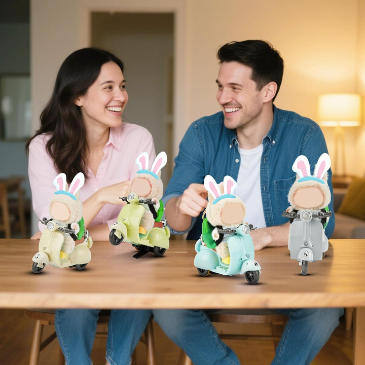 Mini Electric Doll Scooter for Toy, Could Rotate 360° Cute Plastic Scooter Toy Accessories, with Light and Music, Desktop Decor for Doll Collectors, Battery Not Included(Bule)
