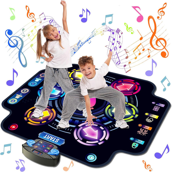 【Upgraded】 Dance Mat for Kids, Electronic Light-Up Dance Pad with Wireless Bluetooth 5 Speeds 9 Levels, Dancing Mat for Toddlers Music Game Dance Toy for Girls Boys 3 4 5 6 7 8 9 10+ Year Old