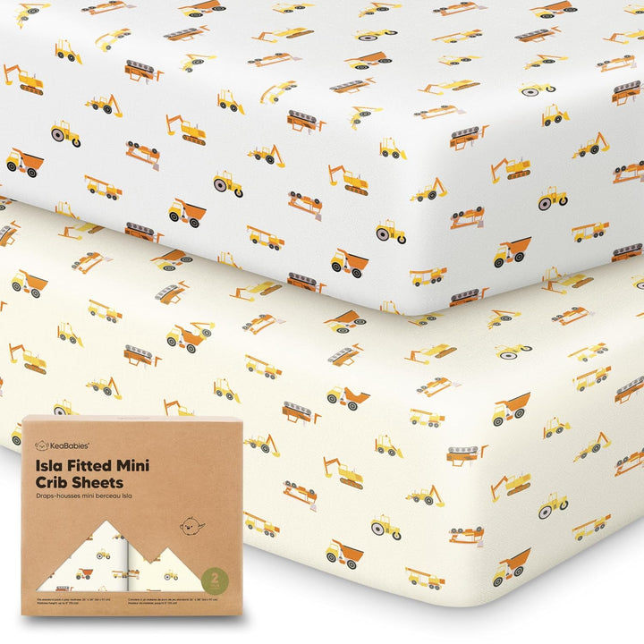 Pack and Play Sheets Fitted - 2-Pack Mini Crib Sheets for Pack N Play Mattress 38X26, Soft & Cozy, Neutral Toddler Playard Bedding, Snug Fitted Mini Baby Crib Mattress Cover Boy, Girl (Butterflies)