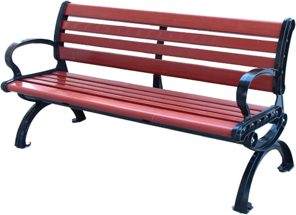 Outdoor Cast Aluminum Legs Plastic Wood Garden Terrace Bench Outdoor Weather-Resistant Leisure Double Seat Back Chair Strong and Durable(150 * 60Cm)