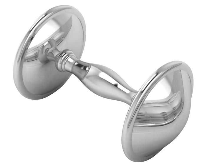 Sterling Silver Beaded Dumbbell Rattle for Newborn Baby Boy and Baby Girl - Non-Tarnishing, Durable, and Custom Engravable Gift - Packaged in a Beautiful Gift Box