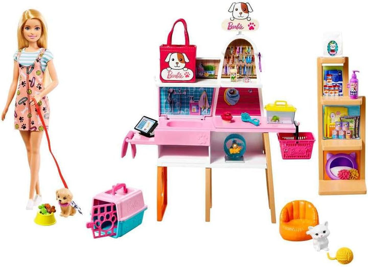 Doll & Playset, Pet Boutique with 4 Pets, Color-Change Grooming Feature & 20+ Themed Accessories