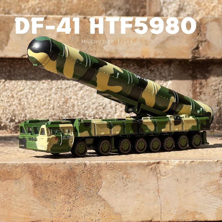 1/144 DF-41 Missile Launcher Car Model Toy Alloy Die-Cast Metal Army Military Fighting Vehicle Model Toy Military Enthusiasts Collection or Gift (627205)