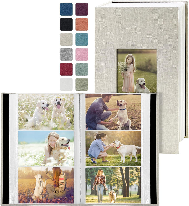 Photo Album 4X6 100 Pockets, Linen Cover Top Loader Vertical, Slip-In Picture Grey Pockets Albums for Wedding, Family, Anniversary, Baby, Vacation
