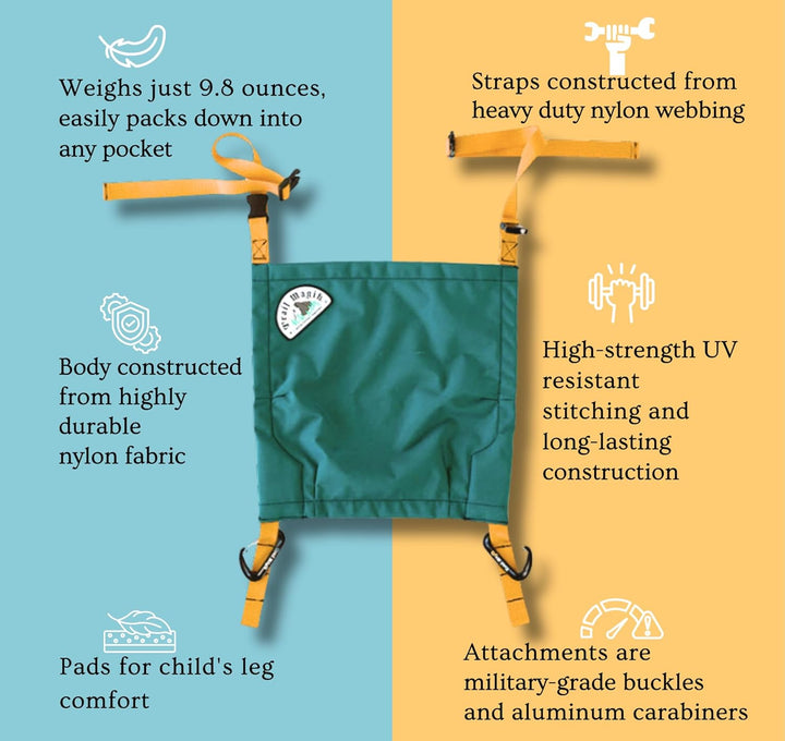 Kids Carrier | Ultra Lightweight Child Carrier for Hiking | Ultra-Compact Kids Carrier to Attach Your Hiking Backpack for Children 1+ Years, up to 43 Lbs Pounds (Light Teal with Gold)