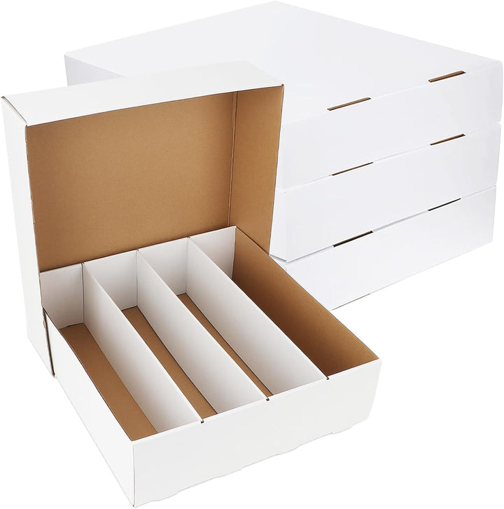 Trading Card Storage Box 3120 Count Collector Cards Box White Sports Card Storage Boxes Card Sorting Tray Cases Cards Collection Trading Cards Box for Soccer Basketball Cards(4 Set)
