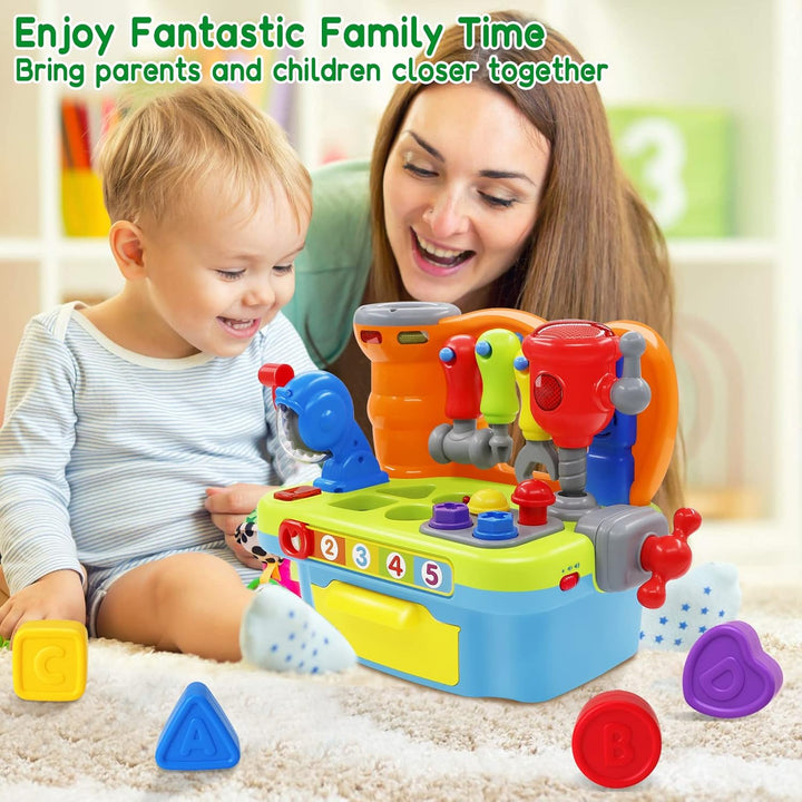 Baby Toys for 1 Year Old Boy Girl Musical Learning Workbench for 1 2 Year Old Boy Birthday Gift Early Educational Sound Shape Toddler Toys Age 1-2 Tool Set for Kids 12-18 Months