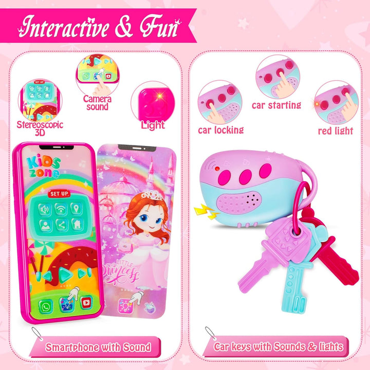 Play Purse for Little Girl, Pretend Princess Play Girls Toys for 3 4 5 6 7 8 Year Old, Toddler Purse with Accessories, Kids Toy Purse Birthday for Girls Ages 3-5 4-5 6-8