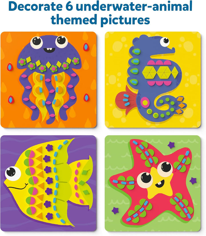 Foam Sticker Art Activity - under the Ocean, Mess-Free Fun for Kids, 800+ 3D Foam Stickers, DIY Felt Craft Kits, Gifts for Girls & Boys Ages 3, 4, 5, 6, 7