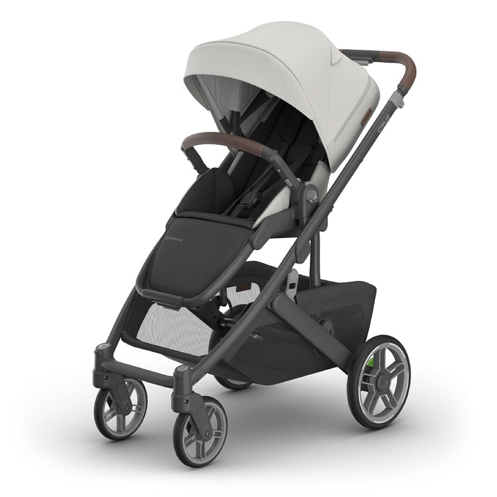 Cruz V3 Stroller - from Birth + Car Seat Compatible - Full-Size, Reversible Seat - Infant Insert, Bug and Rain Shields Included - Declan (Oat Mélange/Silver Frame/Chestnut Leather)