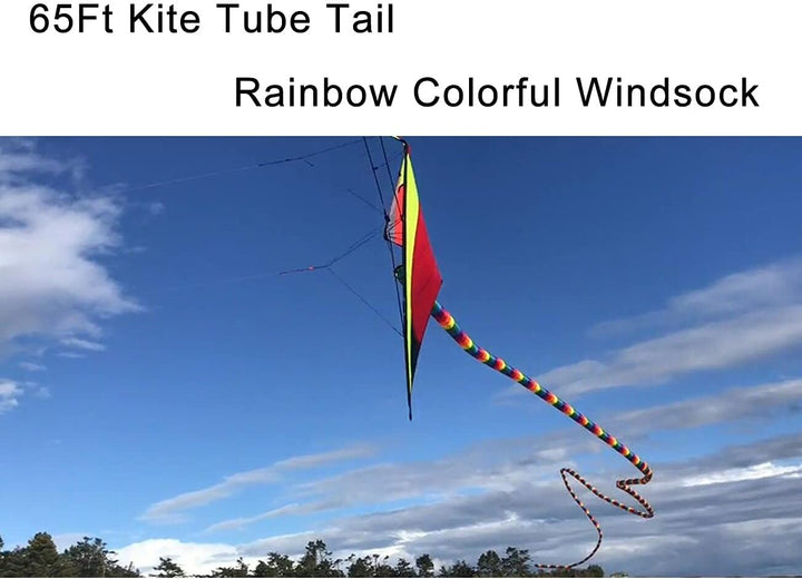 Rainbow Kite Tube Tail Outdoor Windsock with Connector, 65-Feet Kite Tail