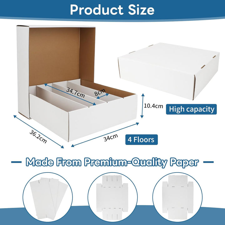 Trading Card Storage Box 3120 Count Collector Cards Box White Sports Card Storage Boxes Card Sorting Tray Cases Cards Collection Trading Cards Box for Soccer Basketball Cards(4 Set)