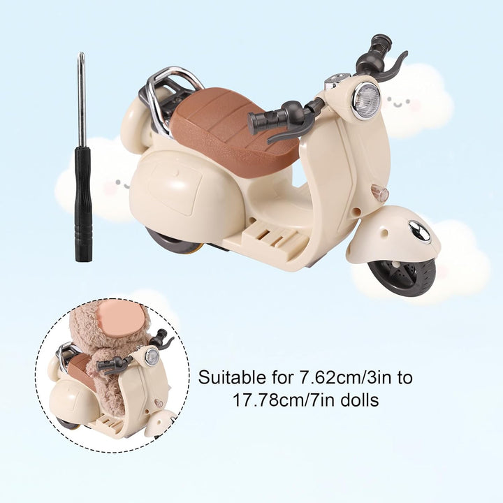 Mini Scooter Toy, Interactive Model Doll Car Accessories with Music and Light Toy Vehicle for Dolls Motorcycle Rotating Desktop Decoration Ornament