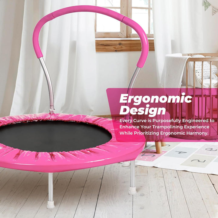 36 Inch Kids Trampoline: Mini Trampoline with Handle Indoor Outdoor Use, Toddler Small Fitness Rebounder