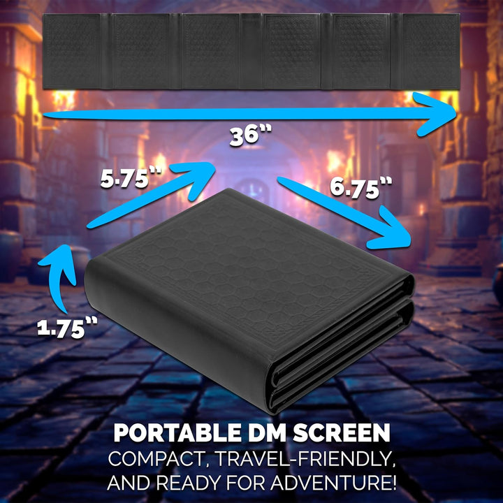 Miniature DM Screen - 6-Panel Faux Leather Mini Dungeon Master Screen for Ttrpgs, Compact Dnd DM Screen for Better Player Connection & Immersive Tabletop RPG Sessions with Low-Profile Design