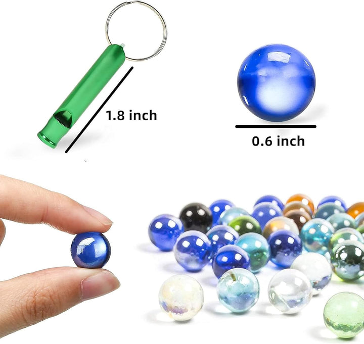 50 PCS Beautiful Player Marbles Bulk for Marble Games, Multiple Colors(1 Whistle)