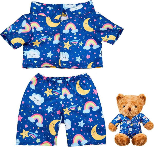 2 Pcs Pj'S Bear Clothes Outfit, Fit Most 12-16 Inch Bears Stuffed Clothes Pajamas Plushy for Stuffed , Pre Kindergarten Toys(Blue,Pajamas)