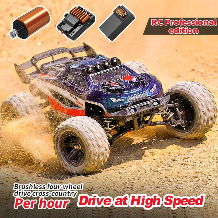 RC Car 1/14 Scale Brushless 4X4 Off-Road Truck, 30-45MPH High Speed RC Monster Truck with LED Lights, 2.4Ghz Remote Control, Large Wheel Professional Racing Model for Adults & Teens (【1:14】B002)