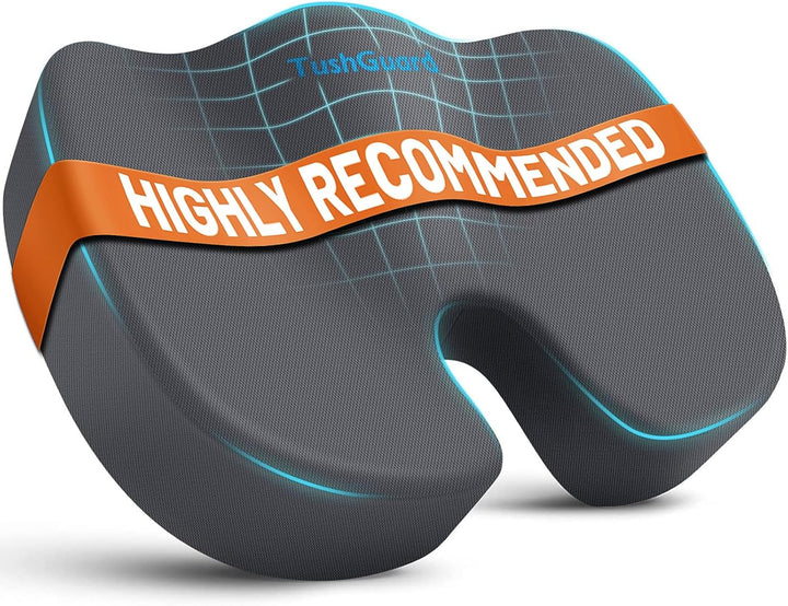 Seat Cushion for Office Chair Memory Foam Non-Slip Cushion Back, Relief Chair Pad, Butt Pillow for Office Chair, Car, Computer Desk, Black