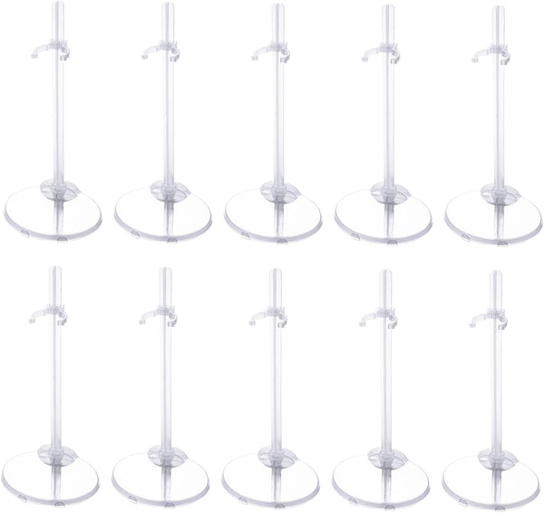10Pcs Adjustable Doll Stands, Plastic Doll Display Holders, Clear Action Figure Stand, Toy Doll Accessories, Transparent Display Stand Support for 11 to 13 Inch Tall Dolls